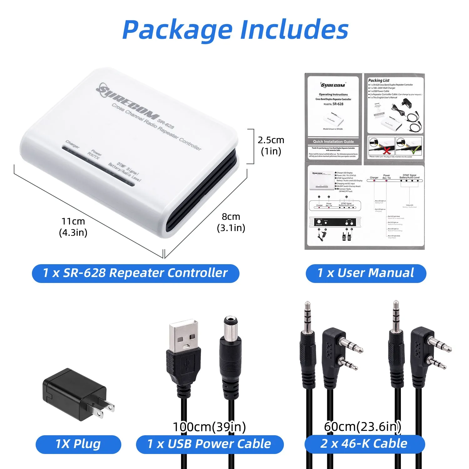 Surecom SR-628 Cross Band Duplex Repeater Controller With Radio cable