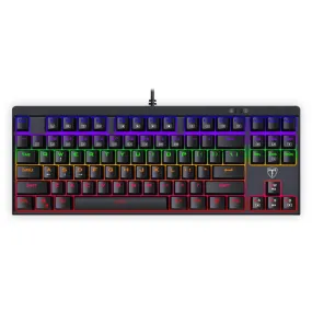 T-Dagger Corvette Rainbow Colour Lighting|150Cm Cable|10-Keyless Short Body Design|Blue Switch|Mechanical Gaming Keyboard - Black