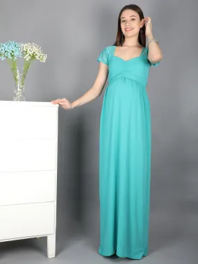 Teal Blue Maternity Dress