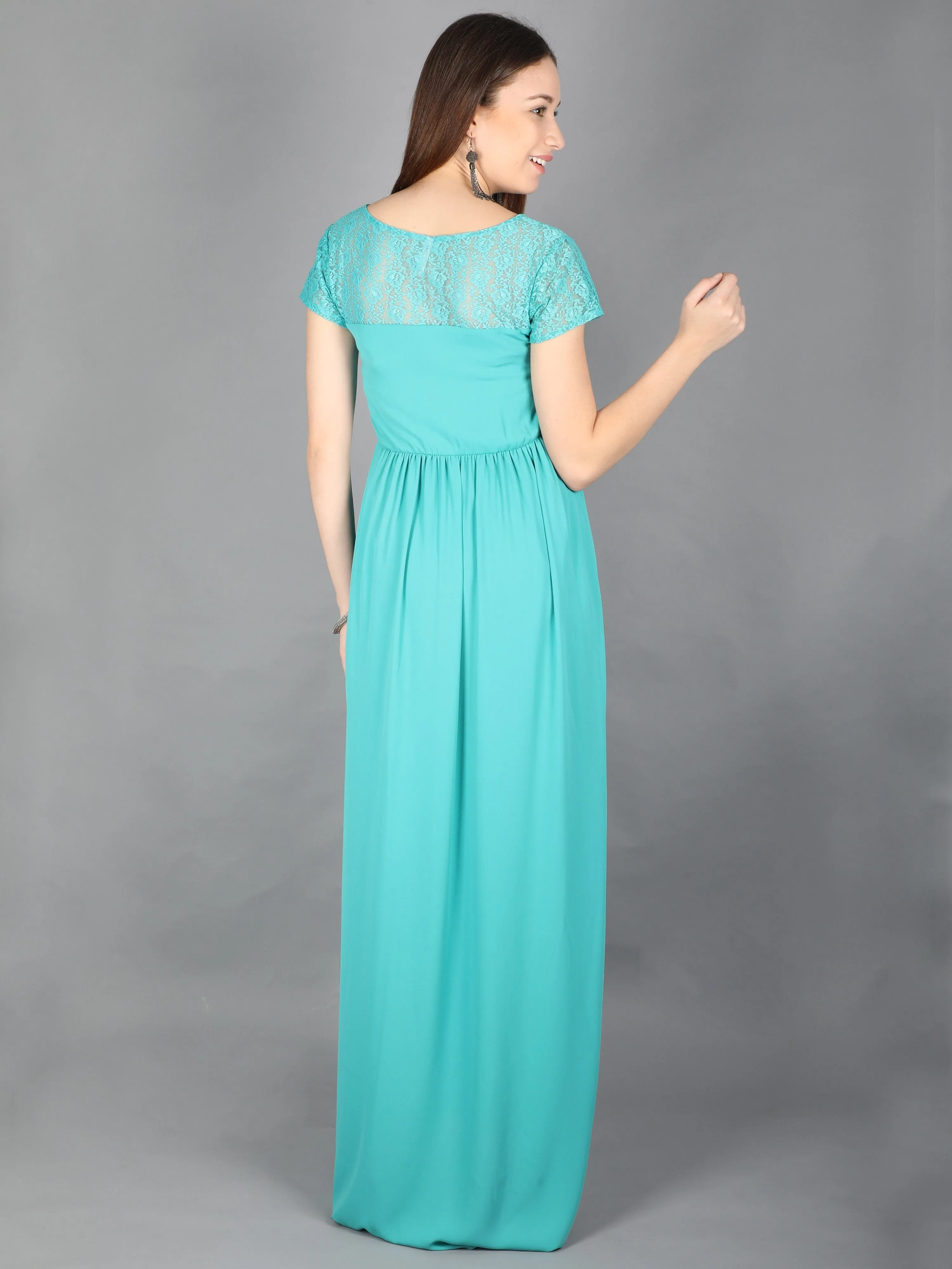 Teal Blue Maternity Dress