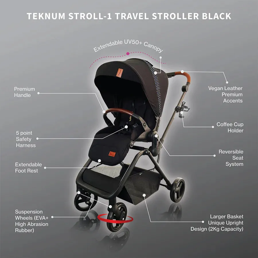 Teknum Stroll-1 Reversible Travel Stroller (Black)