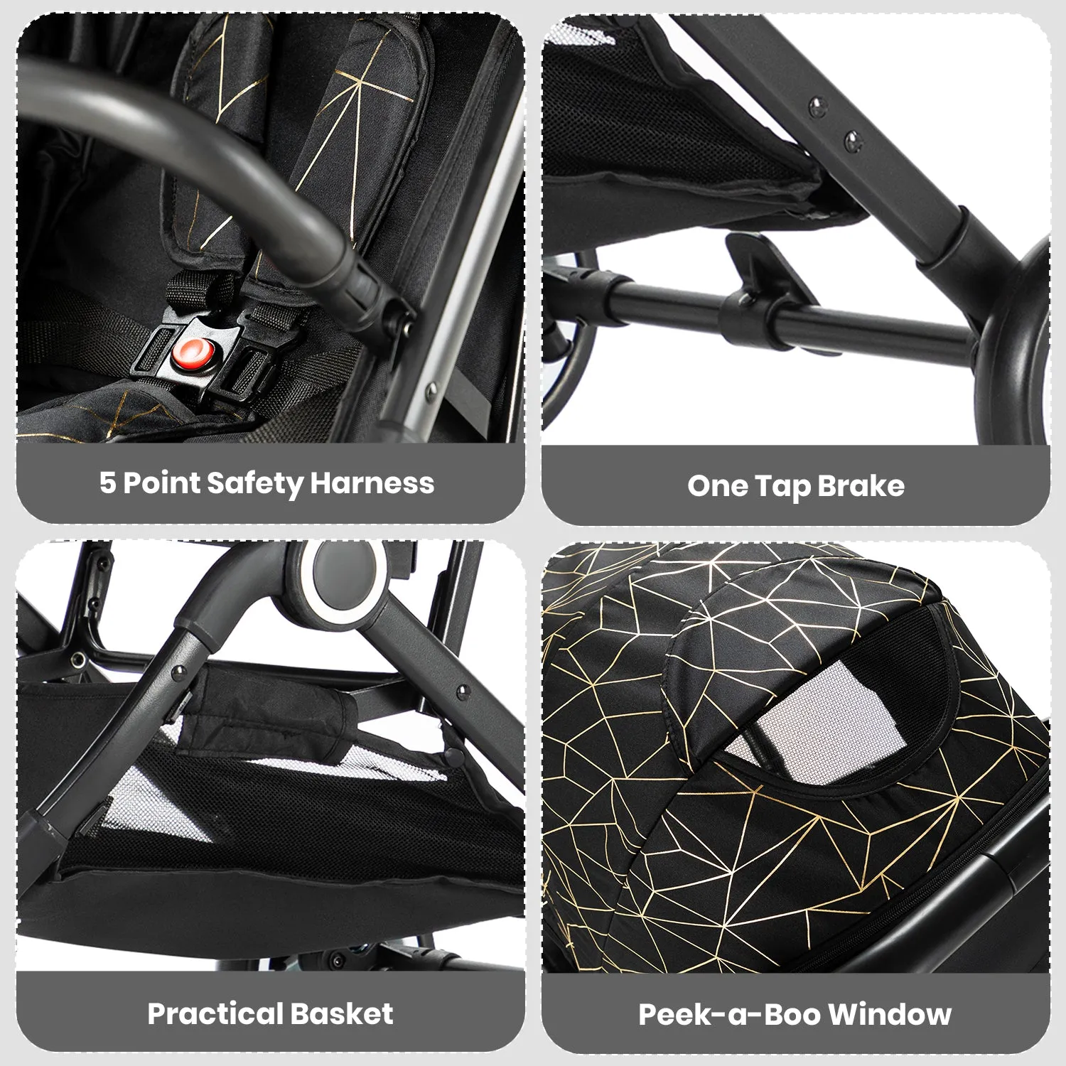 Teknum TravelZen Stroller (Black Gold)