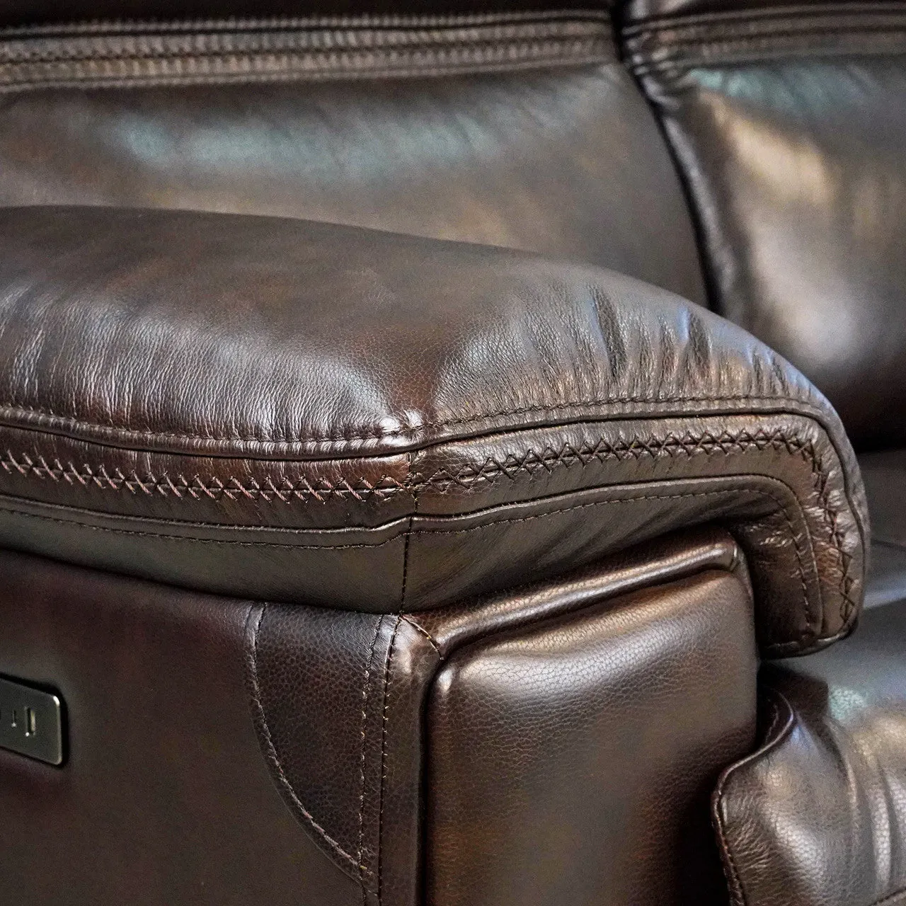 Timo Leather Power Reclining Loveseat with Adjustable Headrest