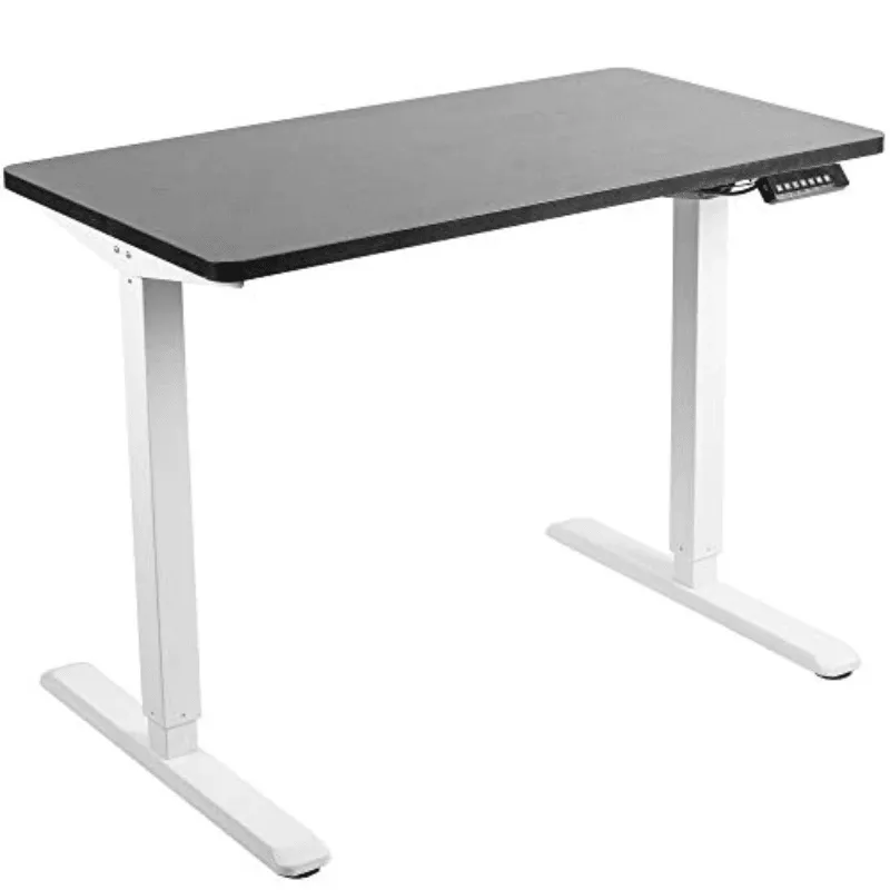 VIVO Electric 43”x24” Standing Desk, Black TableTop White Frame,  DESK-KIT-1W4B