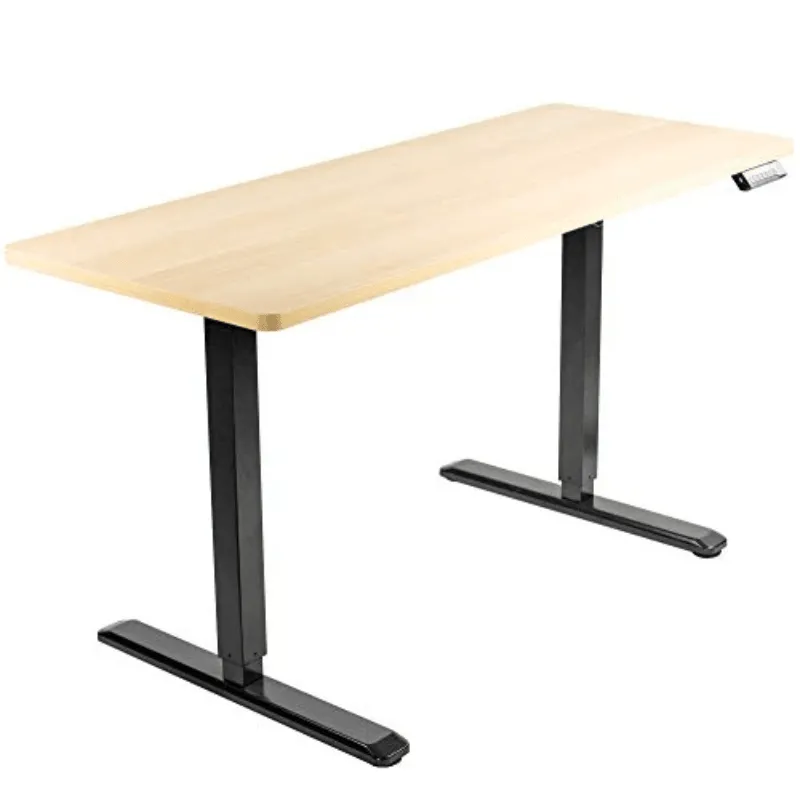 VIVO Electric 60” x 24” Standing Desk DESK-KIT-1B6C, Light Wood TableTop, Black Frame w/ Memory Pad Control