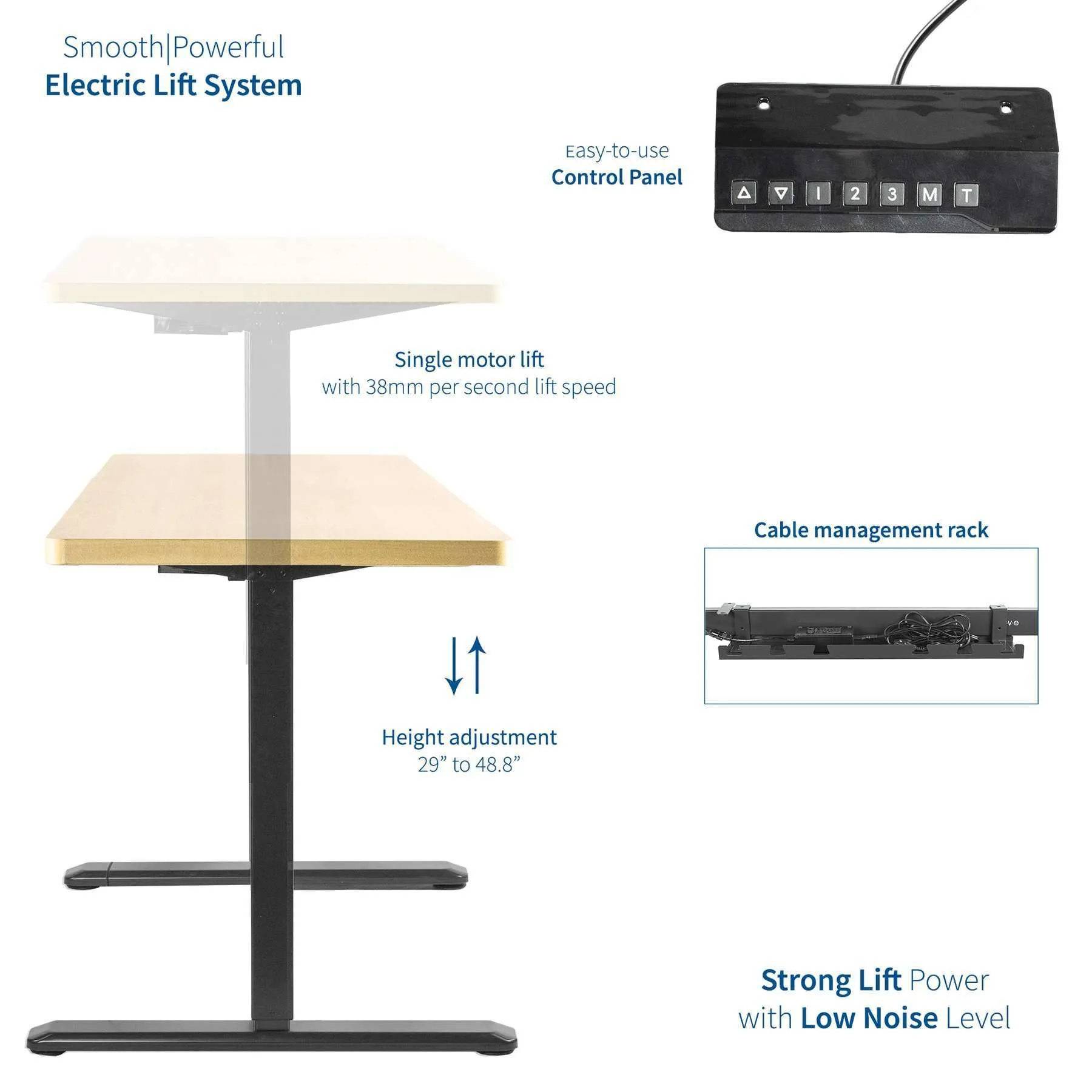 VIVO Electric 60” x 24” Standing Desk DESK-KIT-1B6C, Light Wood TableTop, Black Frame w/ Memory Pad Control