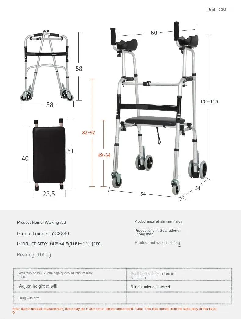 Walking aids for the elderly, lightweight folding lower limb training, household aluminum alloy walkers