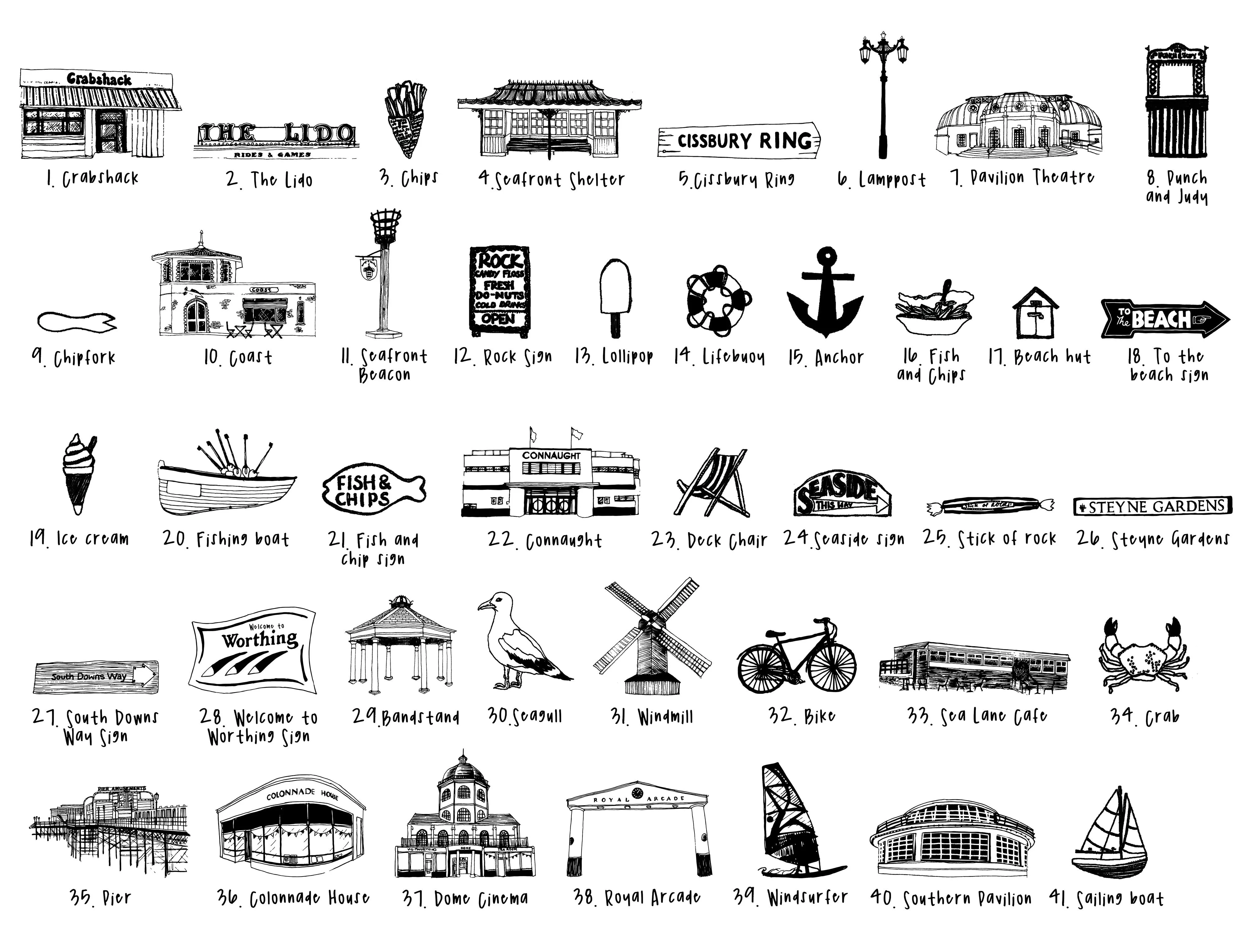 Worthing illustrated wall art (small)