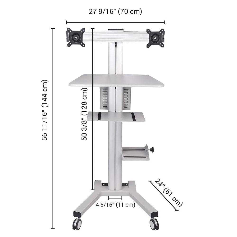 Yescom PC Computer Cart Workstation with Power Strip 2-Monitor