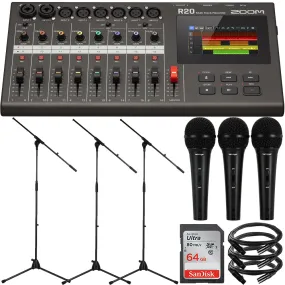 Zoom R20 Portable Multitrack Recorder   Behringer XM1800S Microphone Accessory Kit